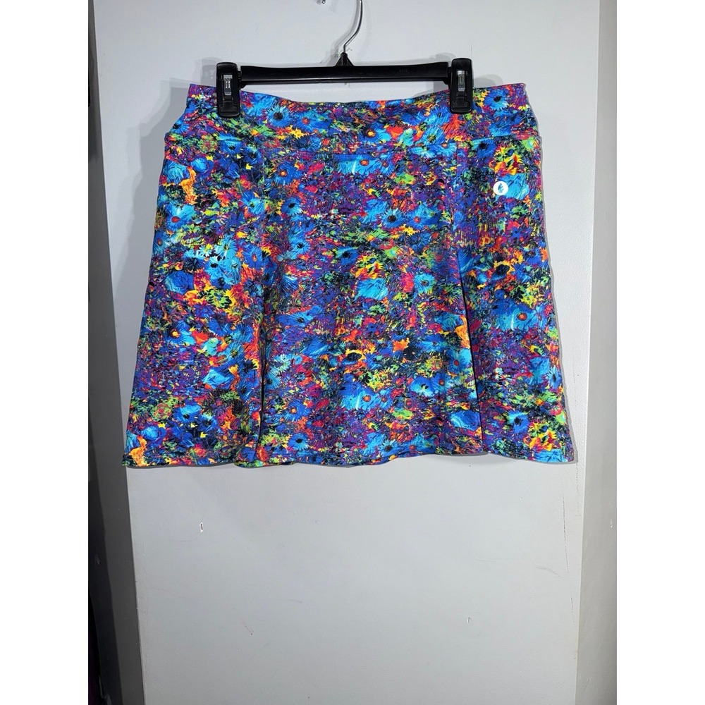 Dona Jo Birdie skort blue multicolored with black shorts plus size 3X